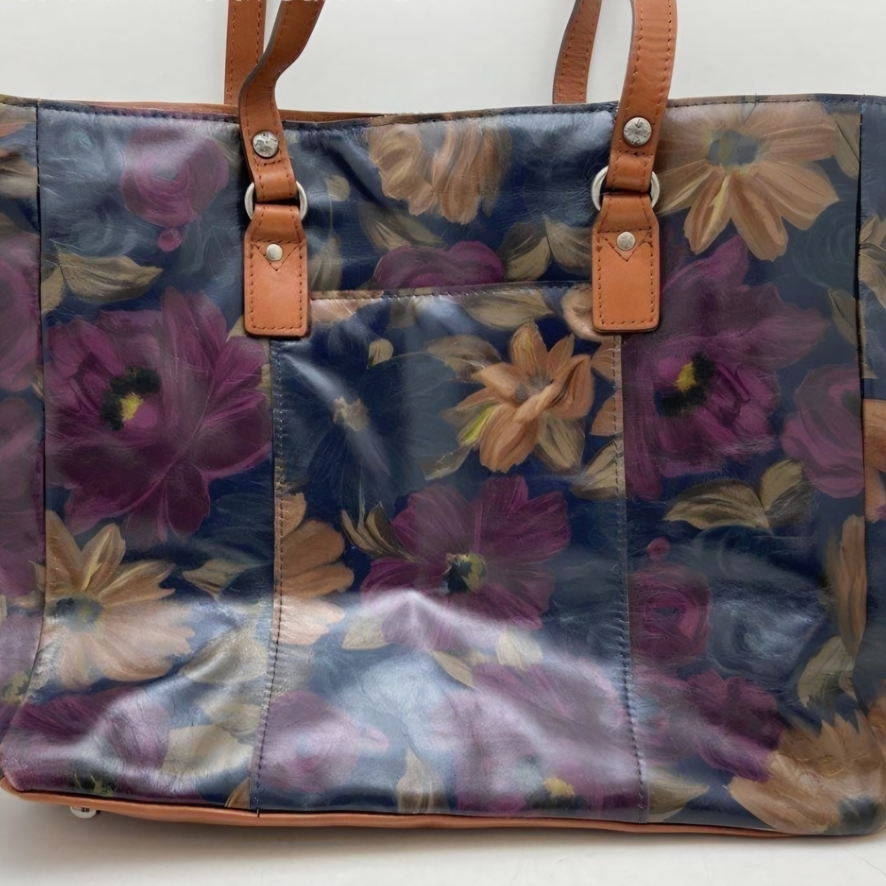 NEW FIND Patricia Nash Solaro Tote Peruvian Painting Floral Leather Tote Bag EUC